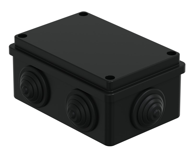 Коробка JBS120 120х80х50, 6 вых., IP55, черная (44008BL-1) монтажная