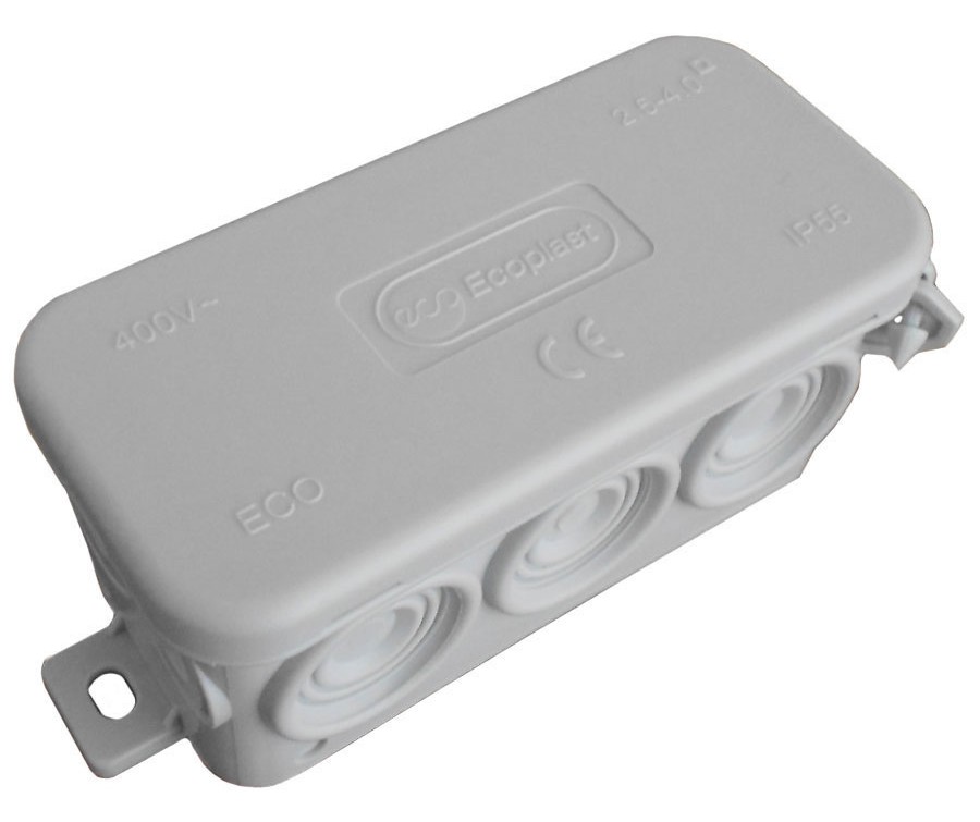 Коробка JBL090 90х42х40, 10 вых., IP55, белая (44055W-1) монтажная