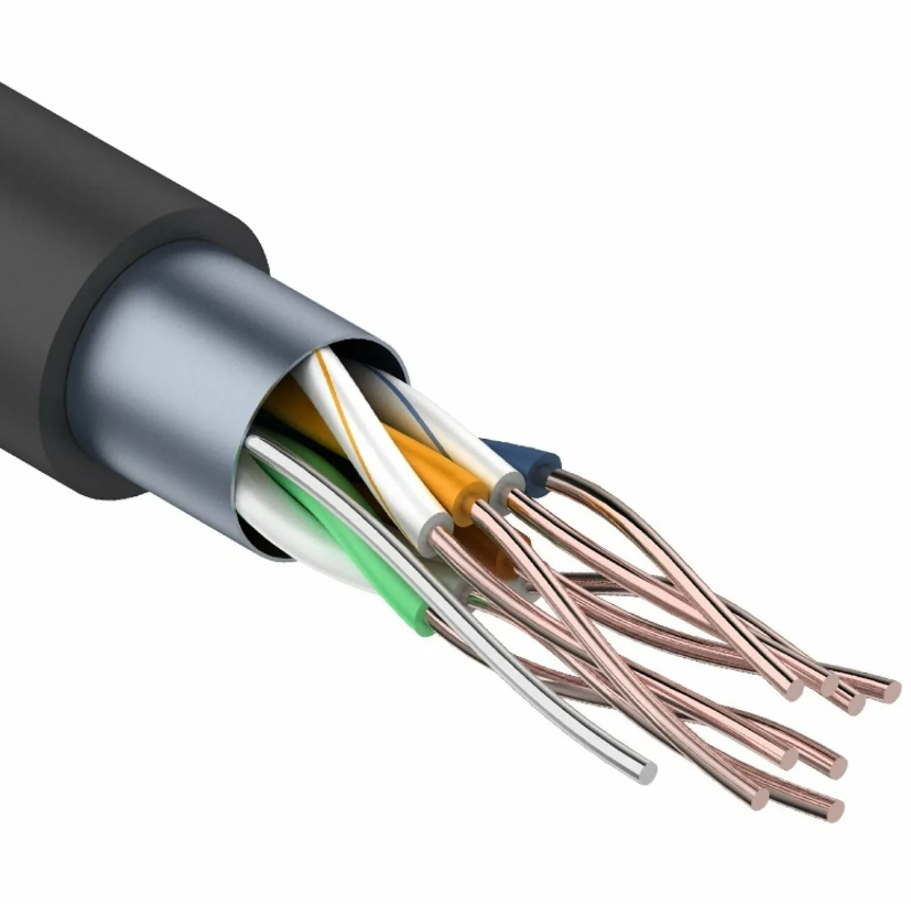 F/UTP, CAT 5e, PE, 4PR, 24AWG, OUTDOOR, SOLID, черный, 305м REXANT (01-0146-1), кабель «витая пара» (LAN) для структурированных систем связи