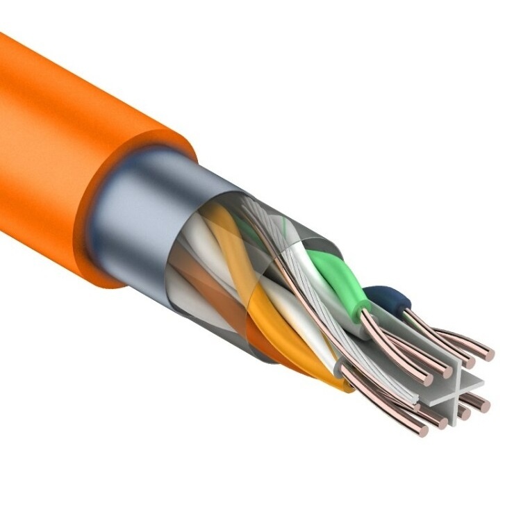 F/UTP, CAT 6, ZH нг(А)-HF, 4PR, 23AWG, INDOOR, SOLID, оранжевый, 305 м, REXANT (01-0151), кабель «витая пара» (LAN) для структурированных систем связи