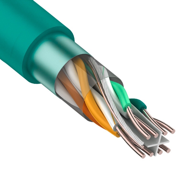 F/UTP, CAT 6, нг(А)-LSLTx, 4х2х0,575мм, 23AWG, INDOOR, SOLID, зеленый, 305м REXANT (01-0171), кабель «витая пара» (LAN) для структурированных систем связи