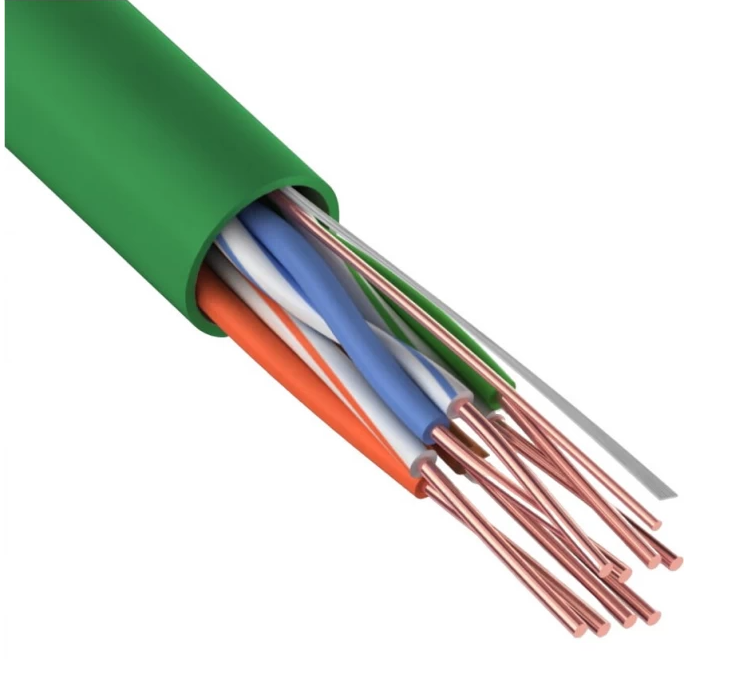 U/UTP, CAT 5e, нг(А)-LSLTx, 4х2х0,52мм, 24AWG, INDOOR, SOLID, зеленый, 305м REXANT (01-0061), кабель «витая пара» (LAN) для структурированных систем связи