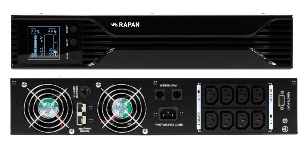 RAPAN-UPS 1000 RACK+2х9Ah (RAPAN-UPS 1000-RACK-IN-2х9-E) (8958), бесперебойный источник питания