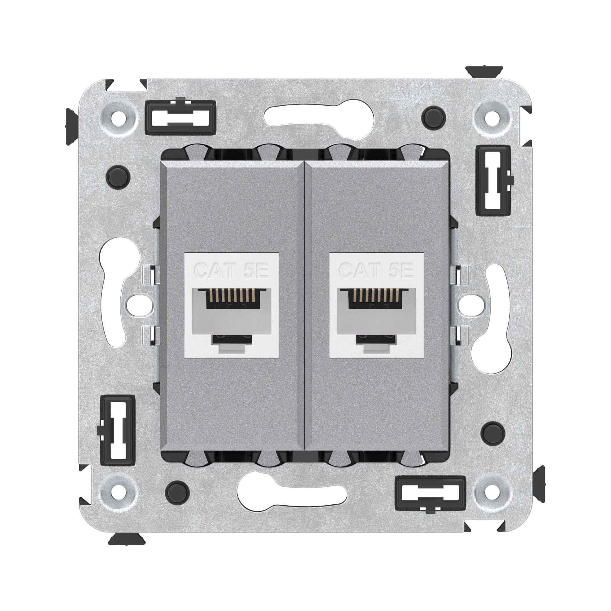 Компьютерная розетка RJ-45 в стену, кат.5E, Avanti, двойная, закаленная сталь (4404664)