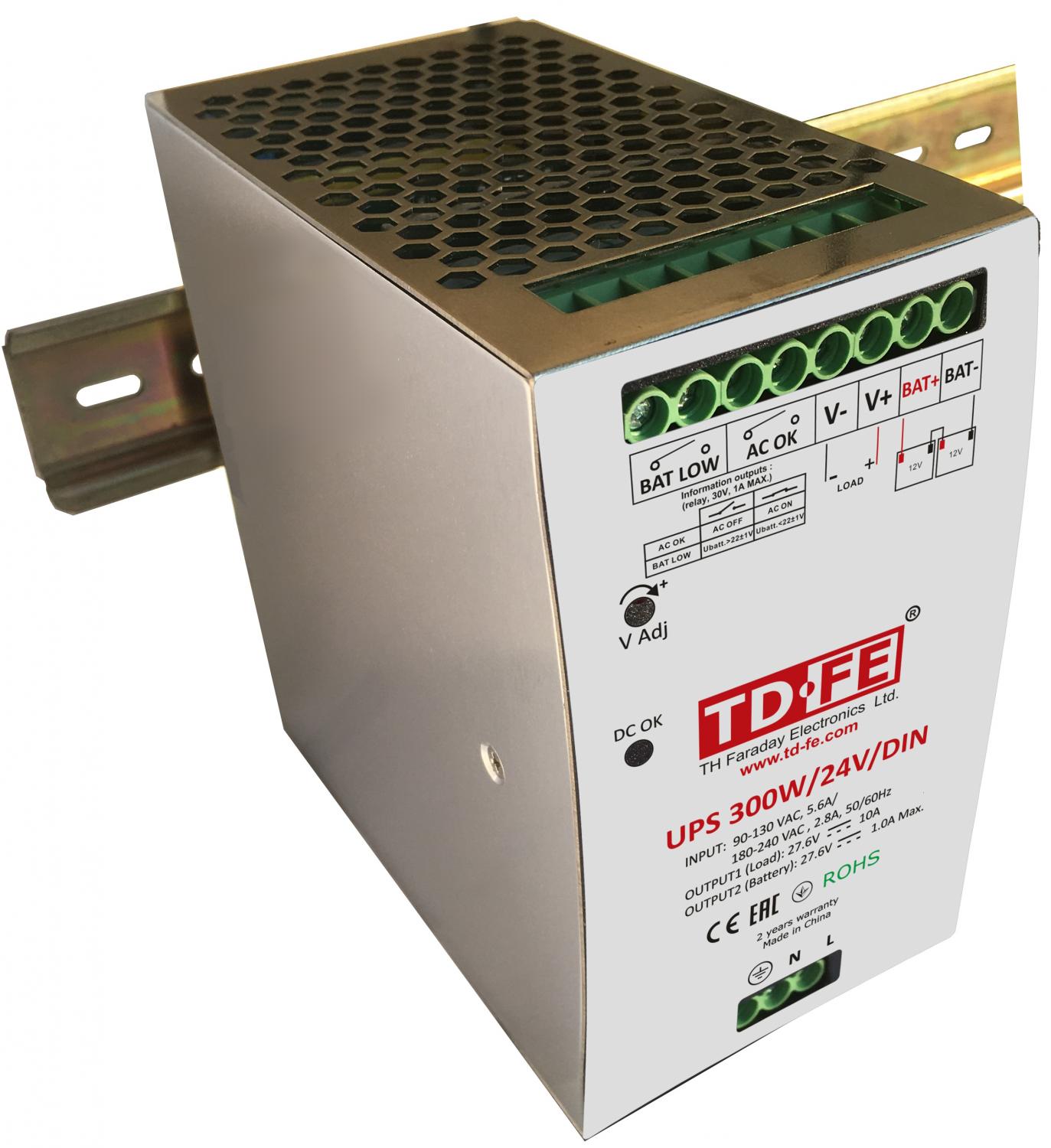 UPS 300W/24V/DIN, источник вторичного электропитания резервированный