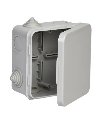 Коробка распаячная КМ открытой проводки с откидной крышкой 100х100х50 IP54 4 гермоввода серый GENERICA (UKO31-100-100-050-K03-54G)