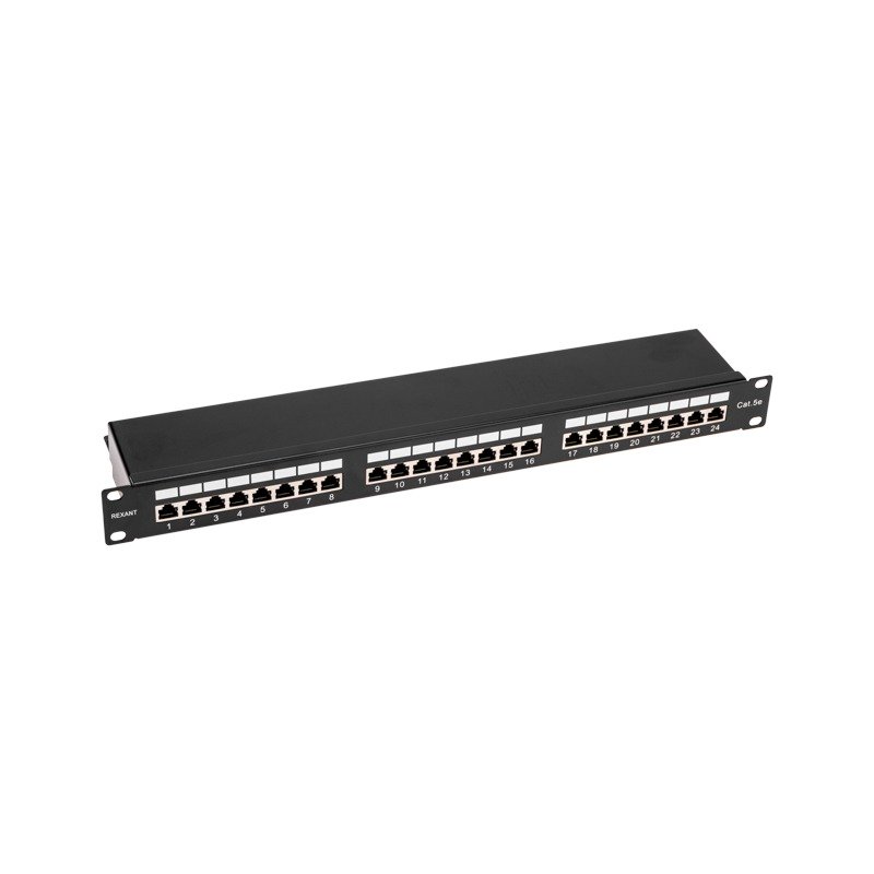 Панель коммутационная 19", 1U, 24 порта, STP, RJ-45, CAT 5e REXANT PRO (02-0041), патч-панель 19"