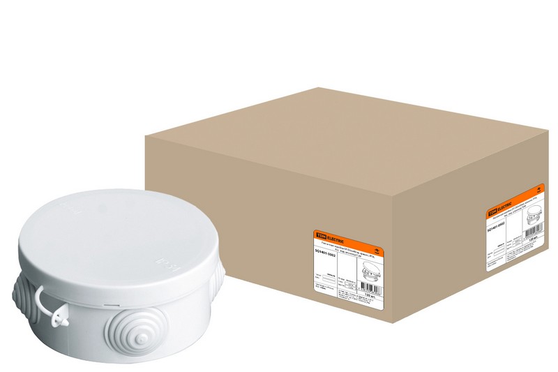 Коробка ОП D85х40мм, крышка, IP54, 4вх. (SQ1401-0502), распаячная коробка