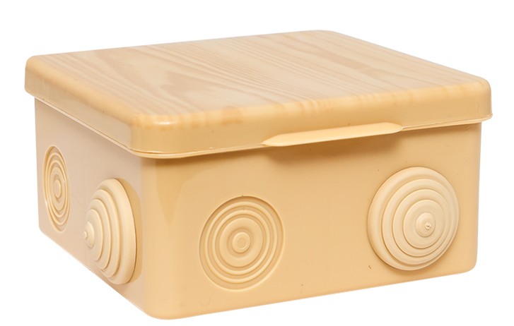 КМР-030-014 с крышкой (100х100х55) светлое дерево IP54 (plc-kmr-030-014-s), коробка распределительная