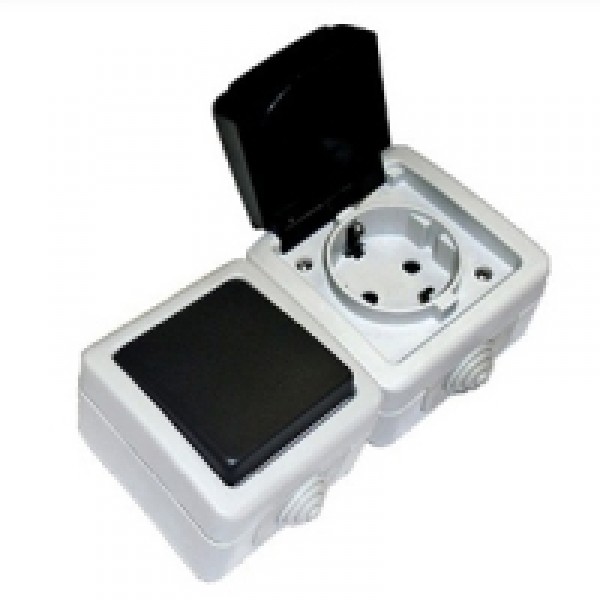 Розетка двойная с заземляющими контактами EF602G, серый LK Aqua (80008)