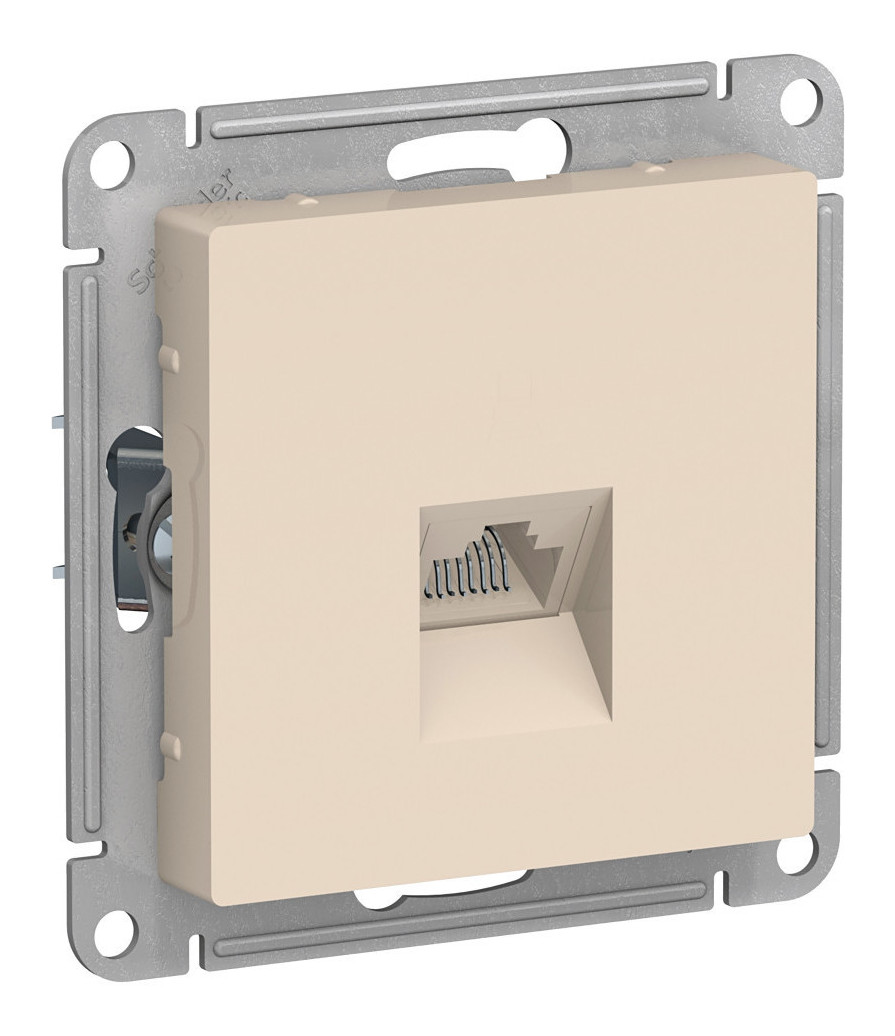 AtlasDesign розетка компьютерная RJ45, кат.5Е, 1-местная, скрытой установки, механизм, бежевый (ATN000283)