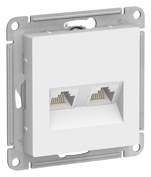 AtlasDesign розетка компьютерная RJ45+RJ45, 2-местная, скрытой установки, механизм, белый (ATN000185)