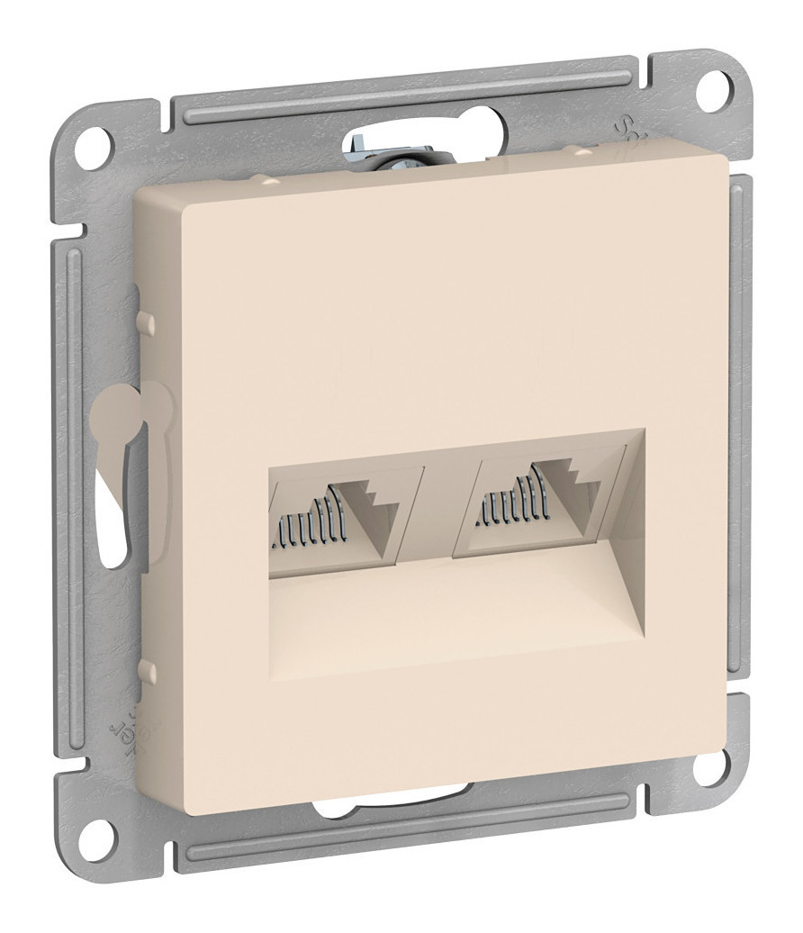 AtlasDesign розетка компьютерная RJ45+RJ45, 2-местная, скрытой установки, механизм, бежевый (ATN000285)