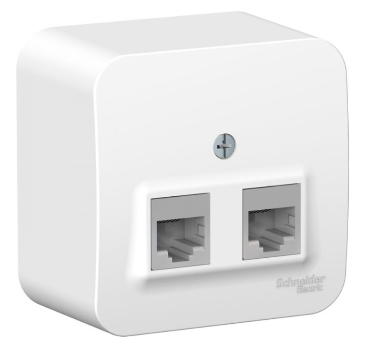 BLANCA розетка RJ45 2-местная, кат. 5Е, открытой установки, с изолированной пластиной, белый (BLNIA045451)
