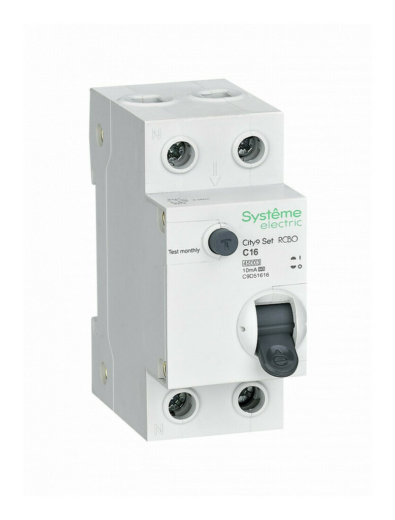 City9 Set 1P+N С 16А 4.5kA 10мА A 230В (C9D51616), автоматический выключатель дифференциального тока