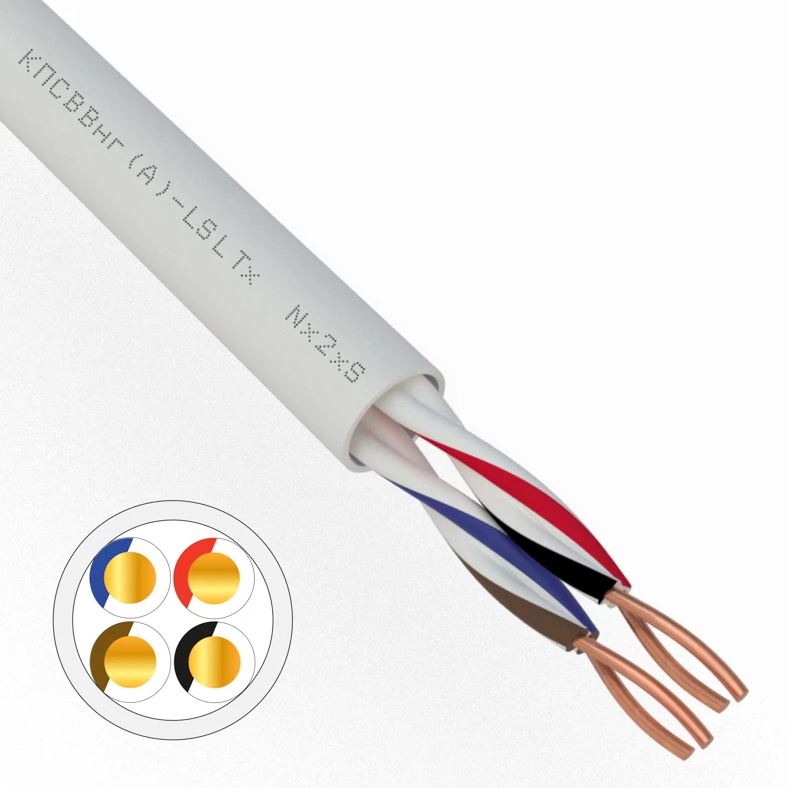 КПСВВнг(А)-LSLTx 2х2х0,5 REXANT (01-4875), кабель для систем передачи данных пониженной пожароопасности c низким дымо- и газовыделением, с низкой токсичностью продуктов горения