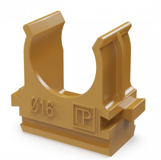 Крепёж-клипса для труб АБС-пластик бук D16 (100 шт) (PR13.0045), крепление для труб ПВХ