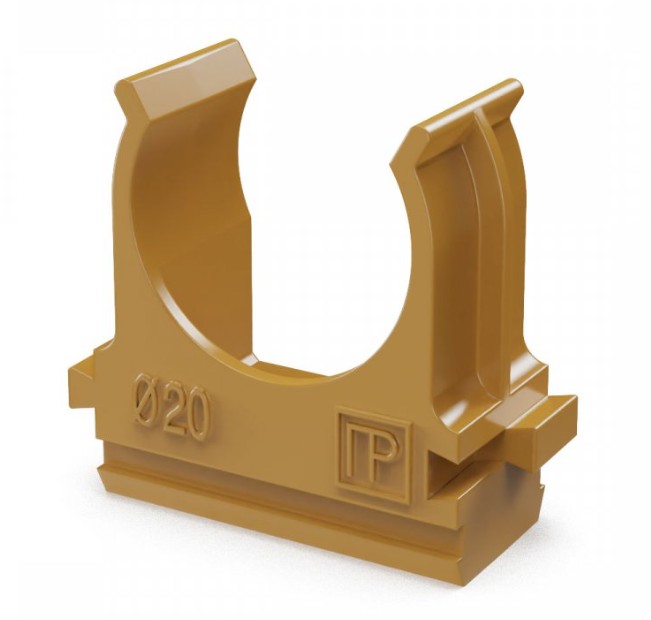 Крепёж-клипса для труб АБС-пластик бук D20 (100 шт) (PR13.0046), крепление для труб ПВХ