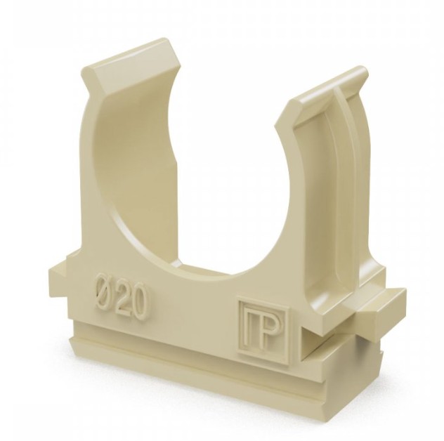 Крепёж-клипса для труб АБС-пластик сосна D20 (100 шт) (PR13.0049), крепление для труб ПВХ