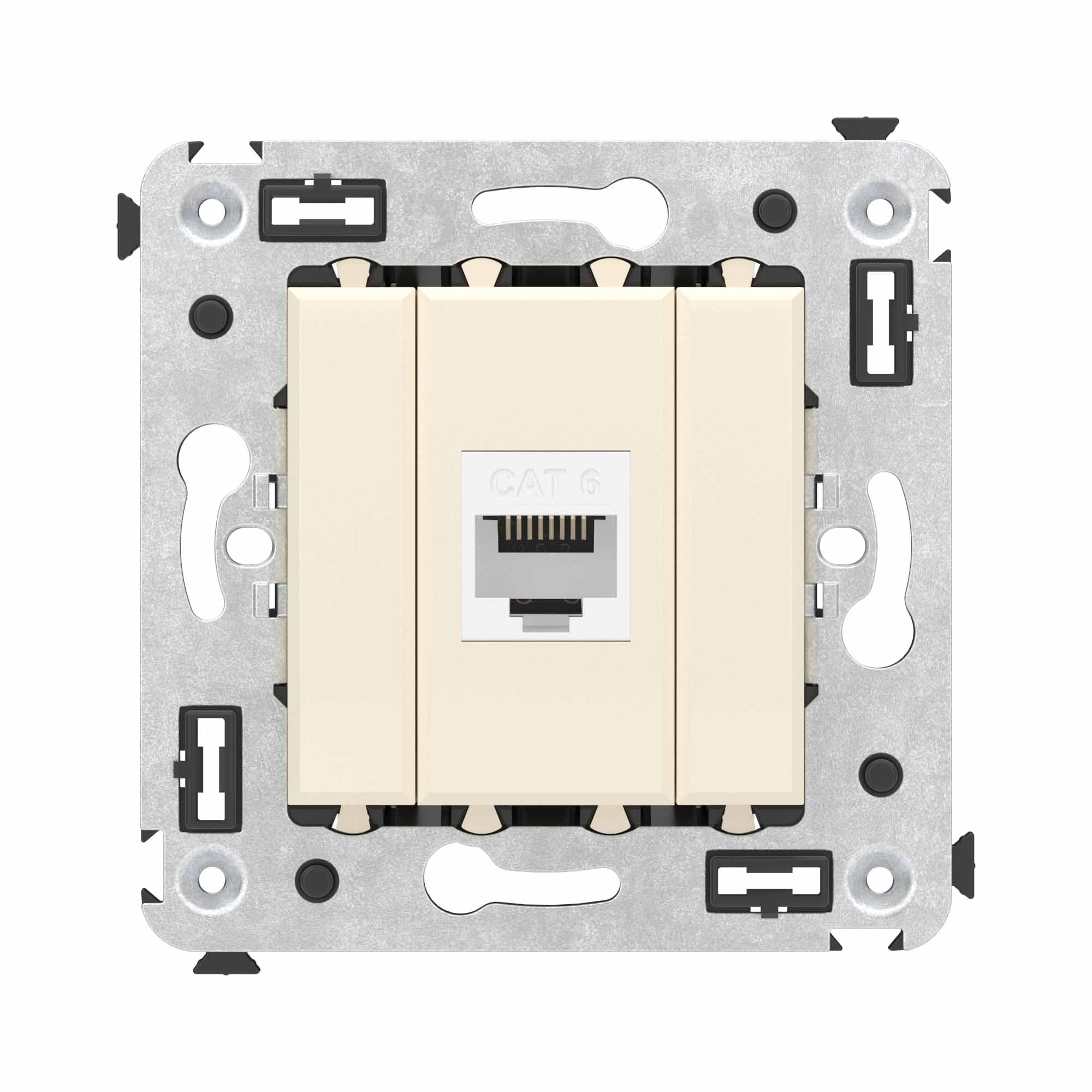Розетка RJ-45 в стену, кат.6E, Avanti, одинарная, ванильная дымка (4405693), розетка компьютерная без шторки