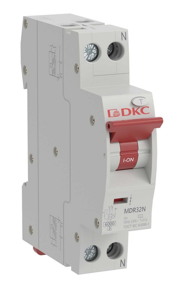 YON max MDR, 1P+N, 10mA, 6A, 6kA, А (MDR32N-1N1C6-A), компактный автоматический выключатель дифференциального тока