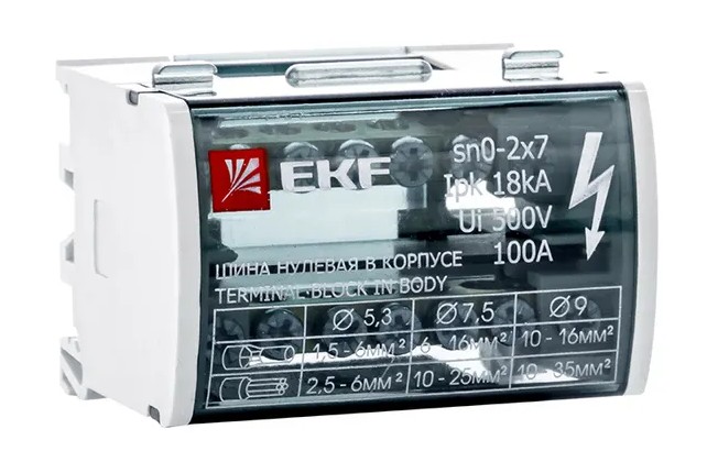 Шина нулевая в корпусе 2х7 (sn0-2х7), шина нулевая в корпусе