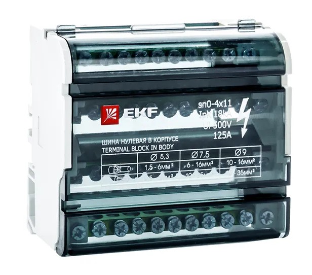 Шина нулевая в корпусе 4х11 (sn0-4х11), шина нулевая в корпусе