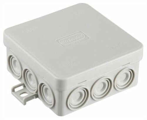 Коробка JBL085 85х85х38, 12 вых., 2P (0,15...4мм²) серая (43455HF-GR) монтажная, огнестойкая, без галогена