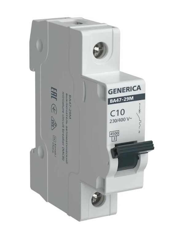 GENERICA ВА47-29М 1P C 10А 4,5кА (MVA21-1-010-C-G), автоматический выключатель