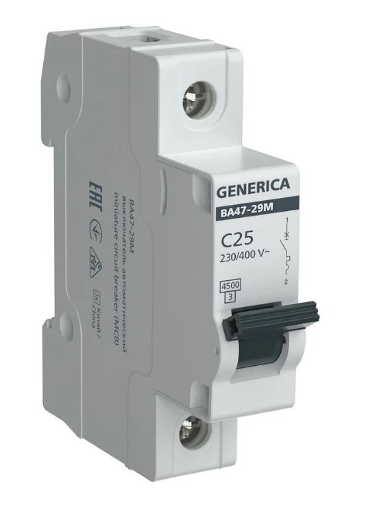 GENERICA ВА47-29М 1P C 25А 4,5кА (MVA21-1-025-C-G), автоматический выключатель