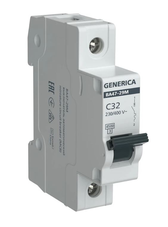GENERICA ВА47-29М 1P C 32А 4,5кА (MVA21-1-032-C-G), автоматический выключатель