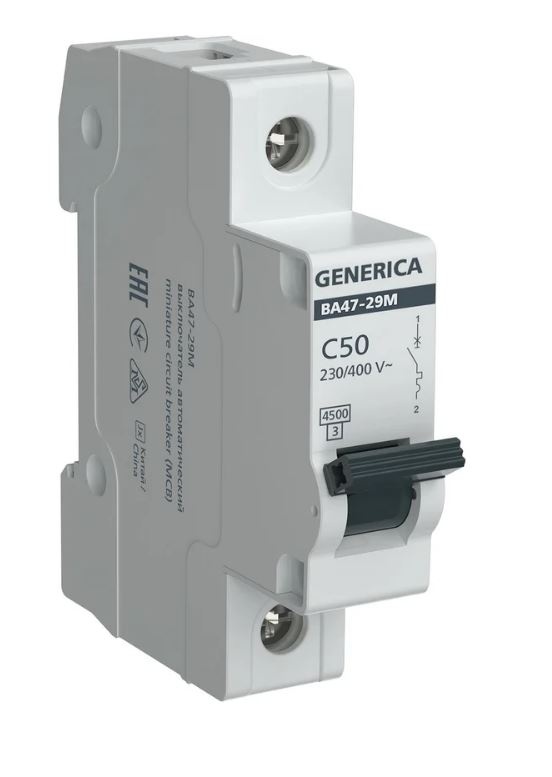 GENERICA ВА47-29М 1P C 50А 4,5кА (MVA21-1-050-C-G), автоматический выключатель