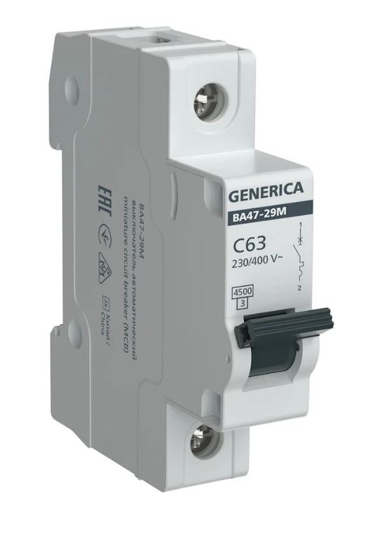 GENERICA ВА47-29М 1P C 63А 4,5кА (MVA21-1-063-C-G), автоматический выключатель