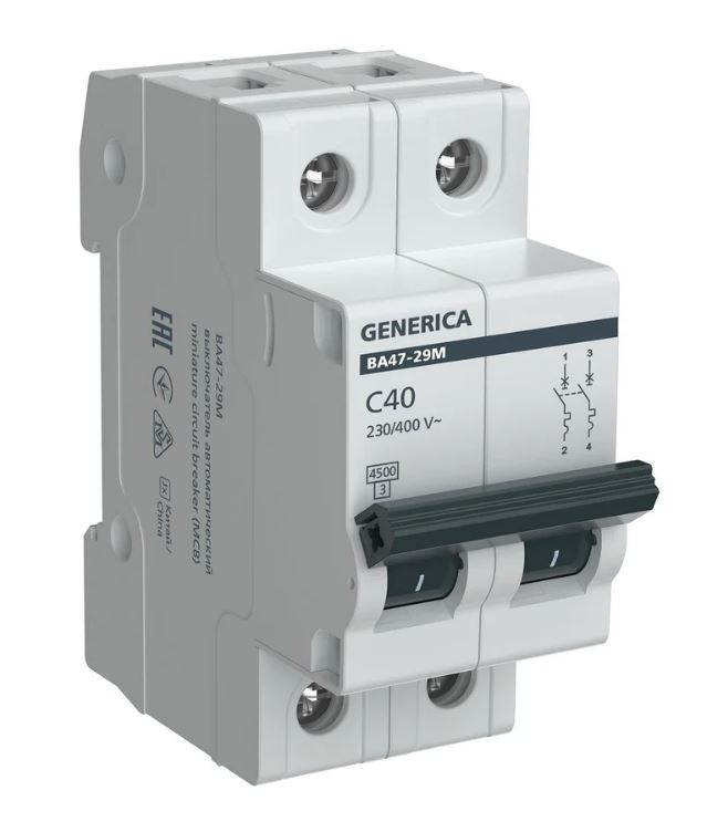 GENERICA ВА47-29М 2P C 40А 4,5кА (MVA21-2-040-C-G), автоматический выключатель