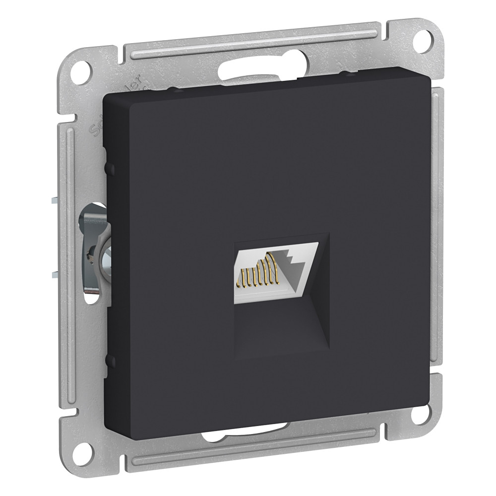 AtlasDesign розетка компьютерная RJ45, кат.5Е, 1-местная, скрытой установки, механизм, карбон (ATN001083)