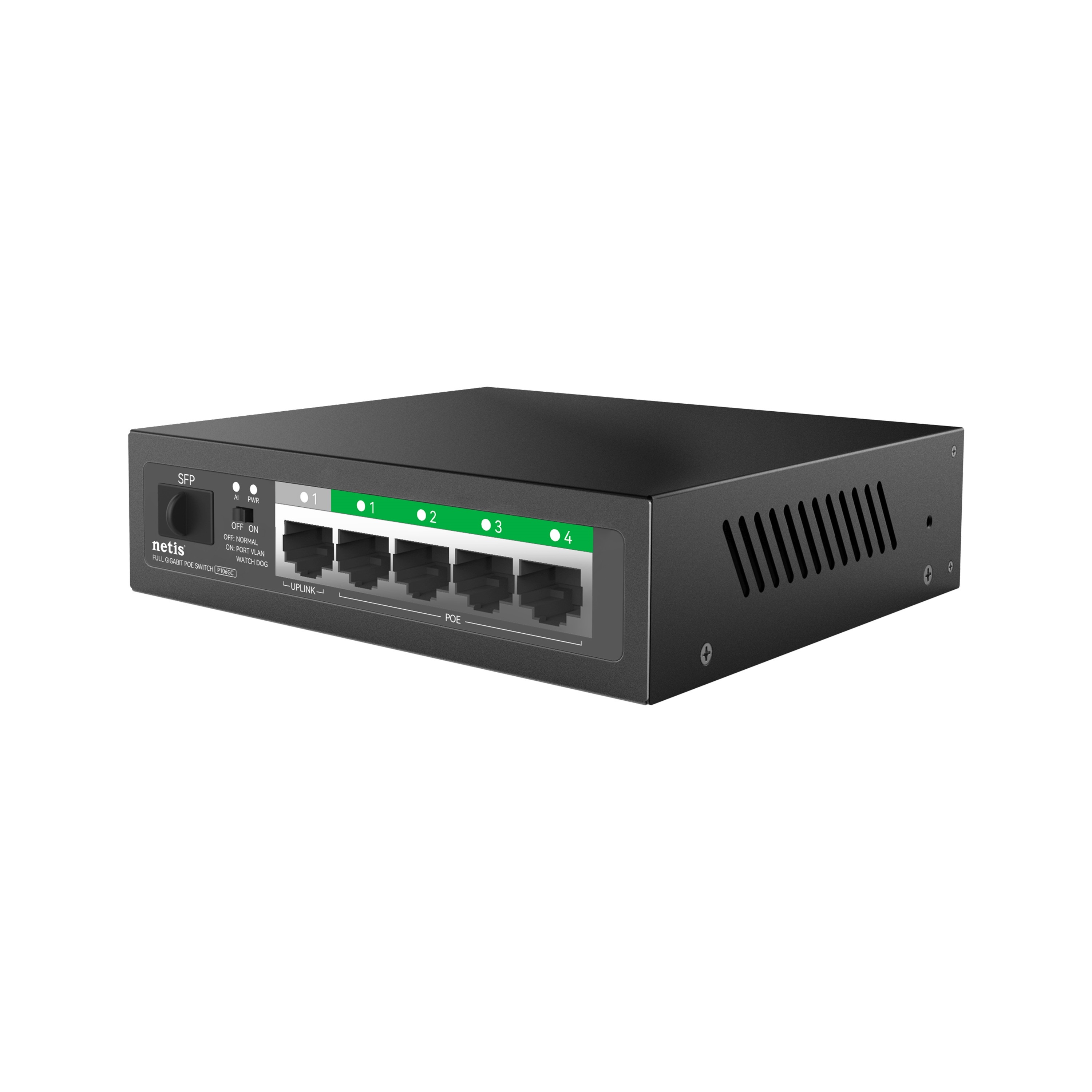 Netis P106GC, коммутатор сетевой PoE неуправляемый