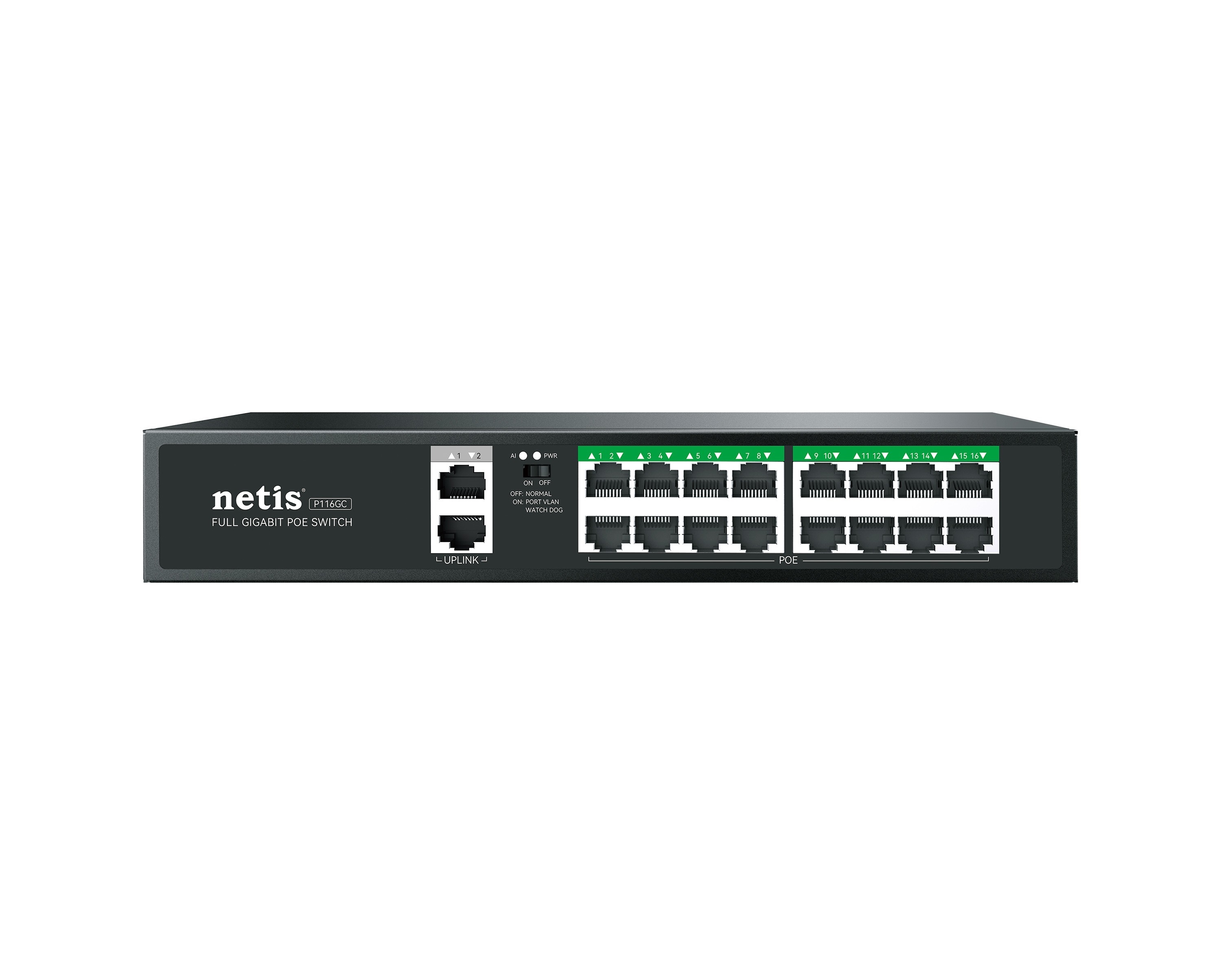 Netis P116GC, коммутатор сетевой PoE неуправляемый