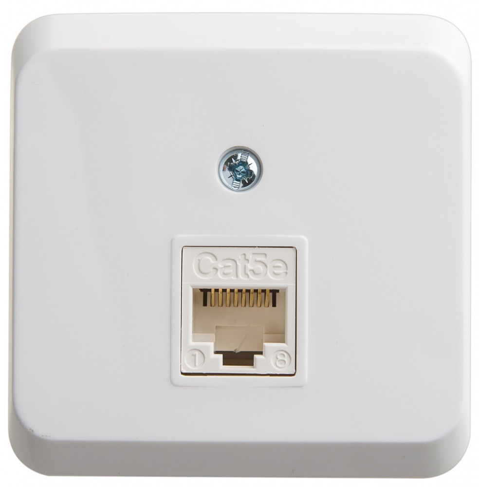 Этюд розетка компьютерная RJ45 1-местная, кат. 5Е, открытой установки, белый (KOMA-001B)