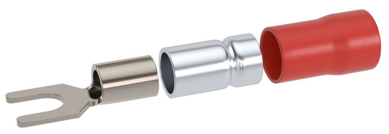 Наконечник вилочный НВИ 0,25-1,5 М3,5 (D3,7мм) с изолированным фланцем ПВХ, двойная гильза (100 шт) (2A135P-DS-PVC)