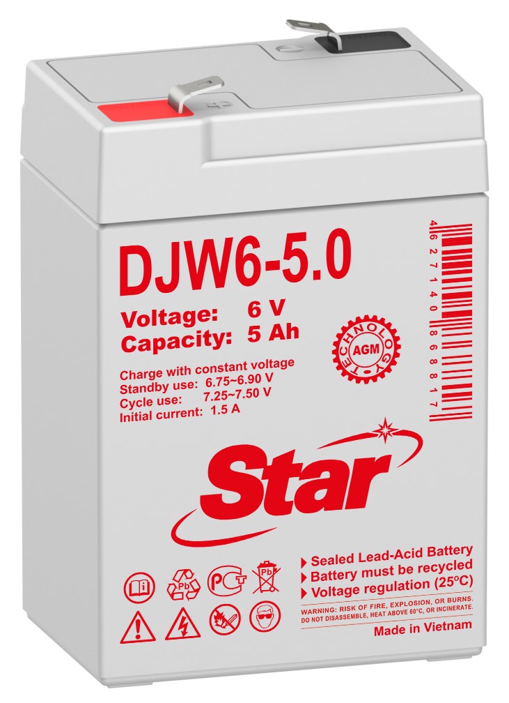 STAR DJW6-5.0, аккумулятор герметичный свинцово-кислотный