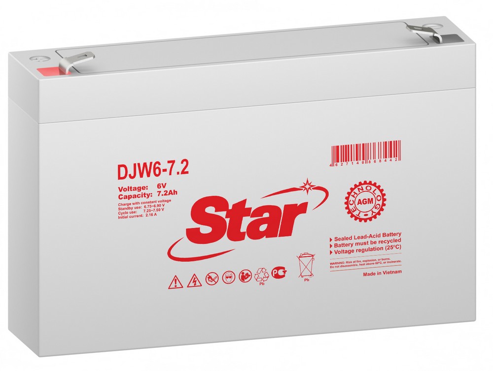 STAR DJW6-7.2, аккумулятор герметичный свинцово-кислотный