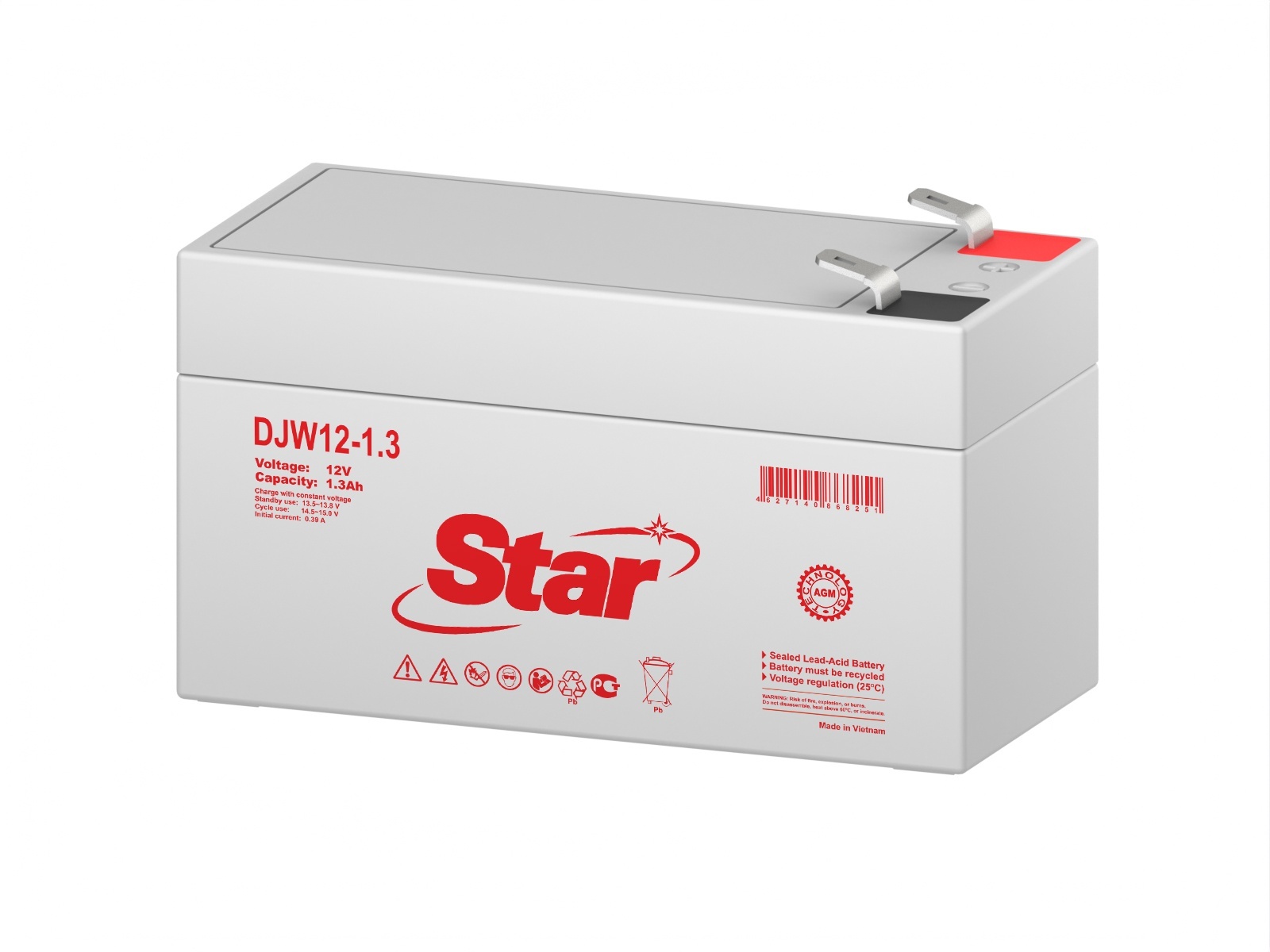 STAR DJW12-1.3, аккумулятор герметичный свинцово-кислотный