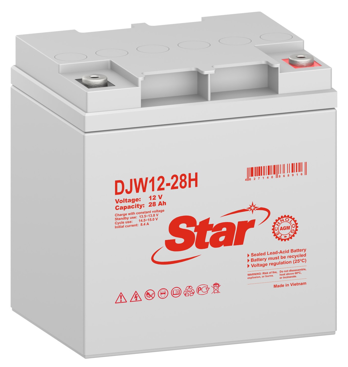 STAR DJW12-28H, аккумулятор герметичный свинцово-кислотный