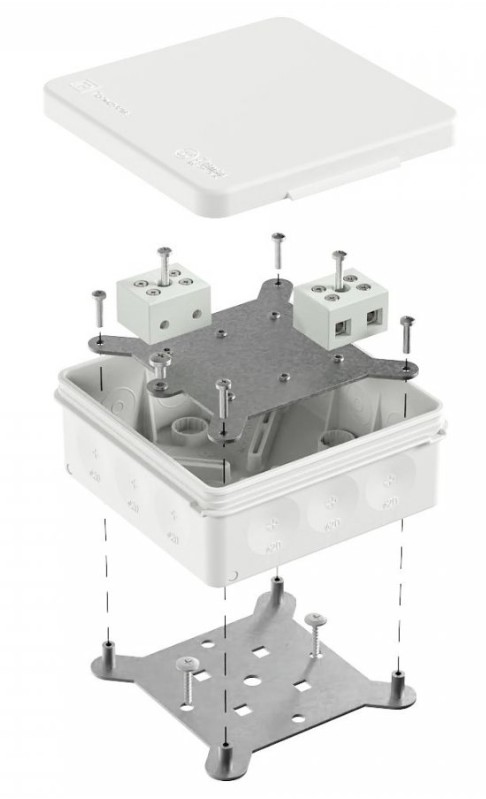 Коробка огнестойкая для о/п двухкомпонентная Е15-Е120 RAL9003 100х100х40 (60-0303-9003-FR10.0-4) (Промрукав)