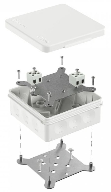 Коробка огнестойкая для о/п двухкомпонентная Е15-Е120 RAL9003 100х100х40 (60-0303-9003-FR2.5-4) (Промрукав)