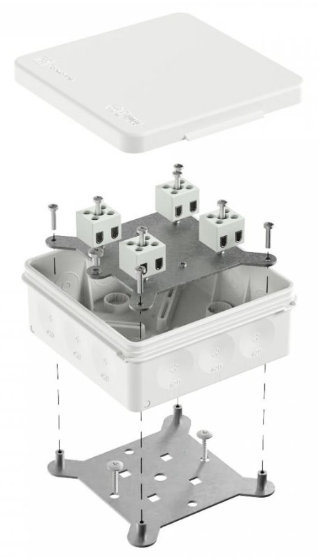 Коробка огнестойкая для о/п двухкомпонентная Е15-Е120 RAL9003 100х100х40 (60-0303-9003-FR2.5-8) (Промрукав)