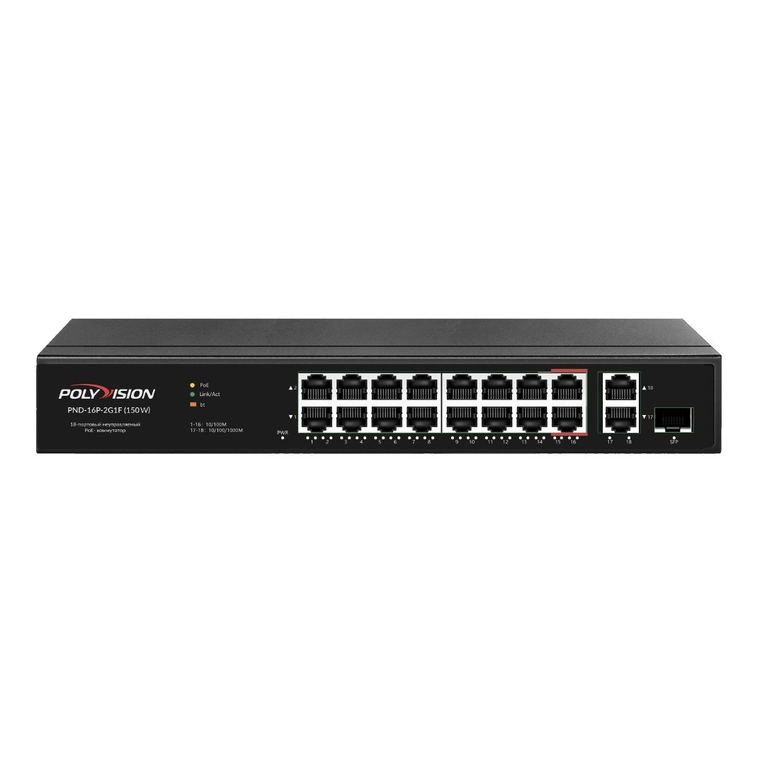 PND-16P-2G1F (150W), коммутатор 18-портовый с функцией PoE