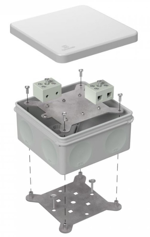 Коробка огнестойкая для о/п двухкомпонентная Е15-Е120 RAL7035 100х100х50 (60-0300-7035-FR10.0-4) (Промрукав)