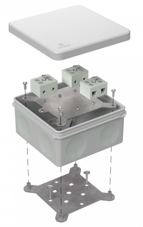 Коробка огнестойкая для о/п двухкомпонентная Е15-Е120 RAL7035 100х100х50 (60-0300-7035-FR10.0-6) (Промрукав)