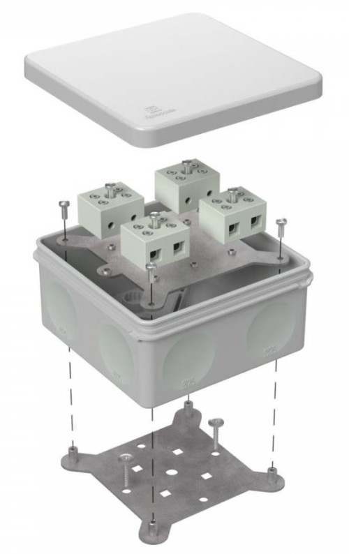 Коробка огнестойкая для о/п двухкомпонентная Е15-Е120 RAL7035 100х100х50 (60-0300-7035-FR10.0-8) (Промрукав)